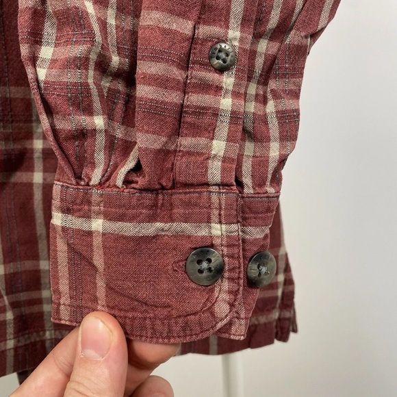 Timberland Vintage Plaid Shirt Workwear Chore Pockets Check Burnt Red Medium - Picture 7 of 11